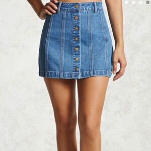 Forever 21 Denim Button Down Mini Skirt